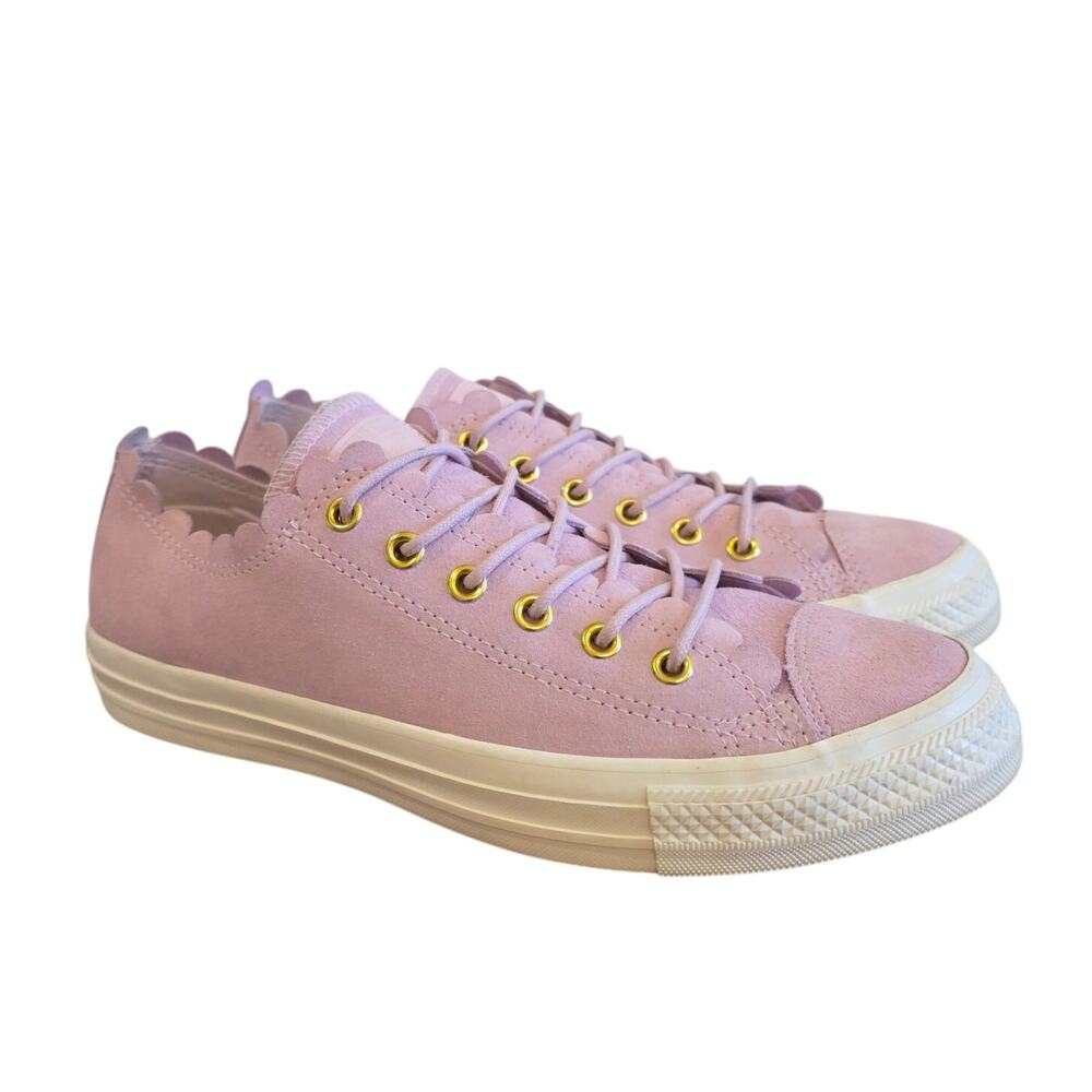 Converse Chuck Taylor All Star Move Womens 8.5 Pink Suede Platform Sneakers Gold